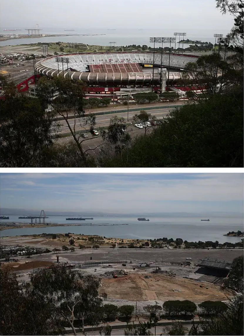 Стадион, на котором прошел последний концерт группы The Beatles до и после сноса. 