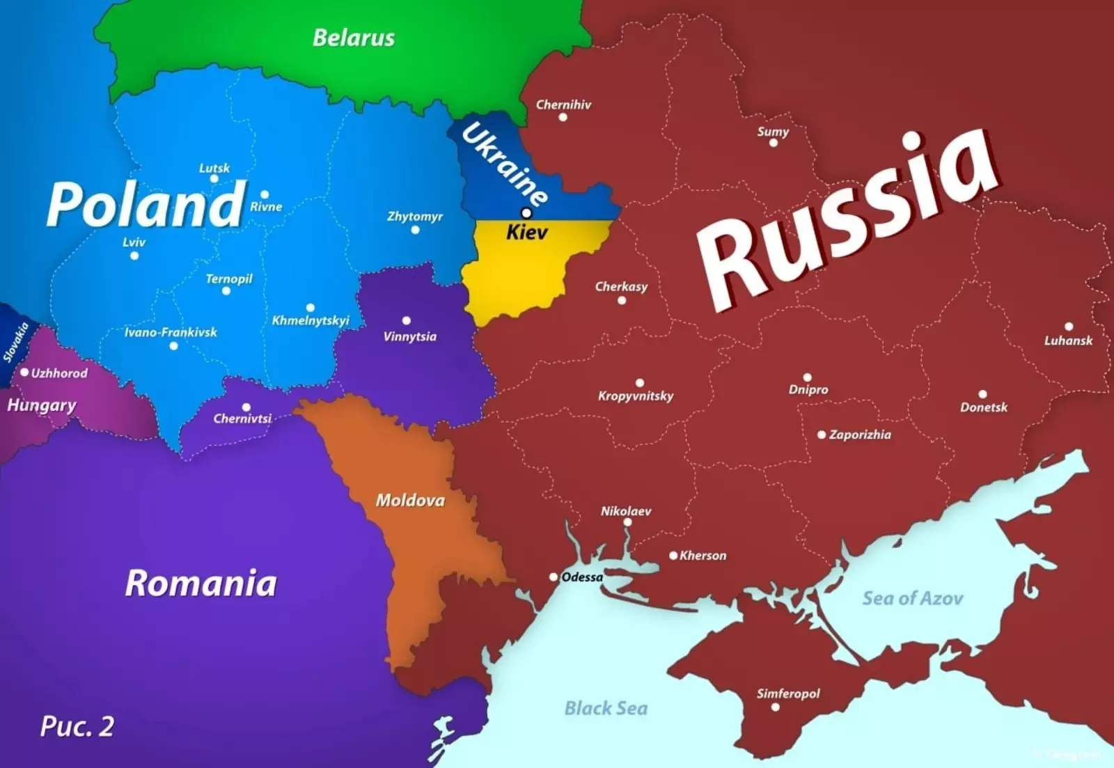 Дмитрий Медведев показал очередную карту разделённой соседями Украины