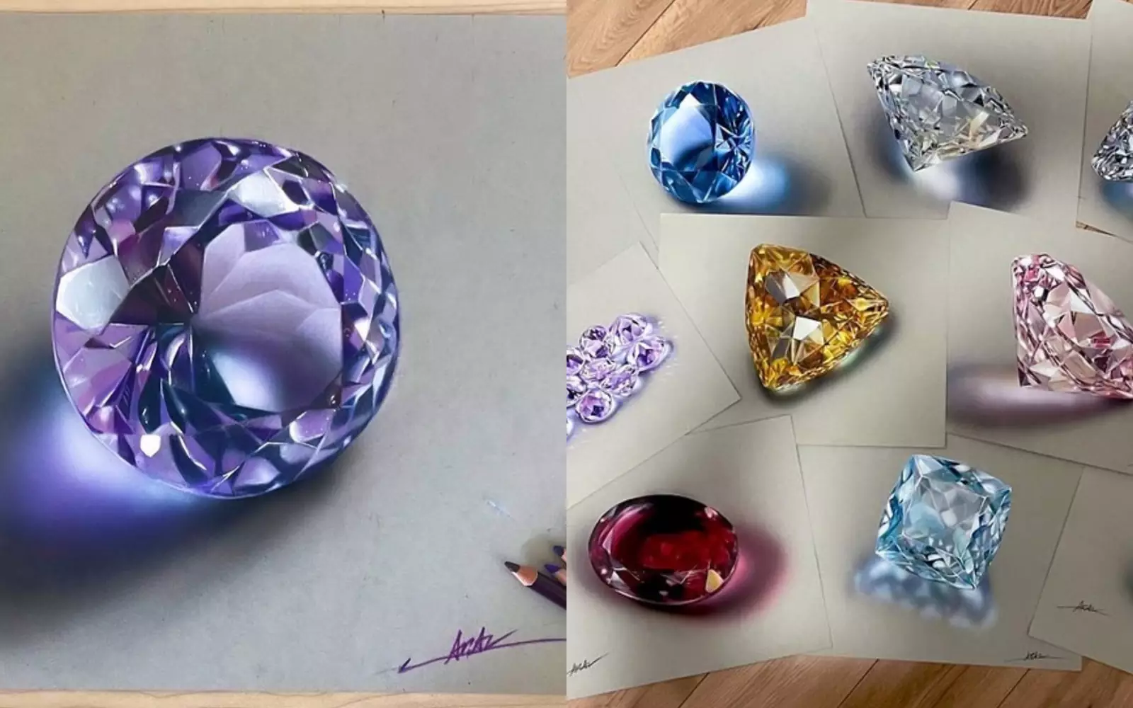 Девушка создает потрясающие драгоценные камни, используя только цветныекарандаши