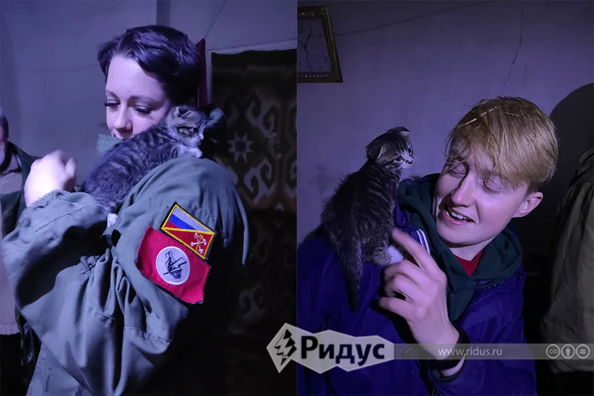 Ольга, Аксинья и котенок Боцман Ольга, Аксинья и котенок Боцман