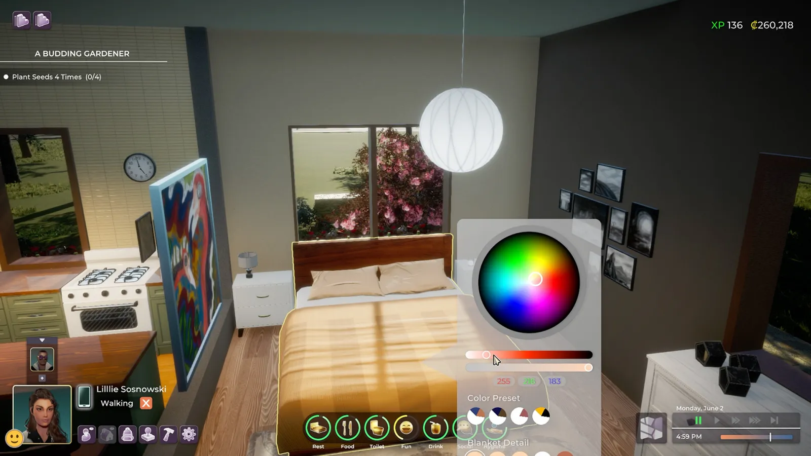 Для выбора цвета мебели игрок сможет воспользоваться цветовым колесом, которое мы видели в The Sims 3.